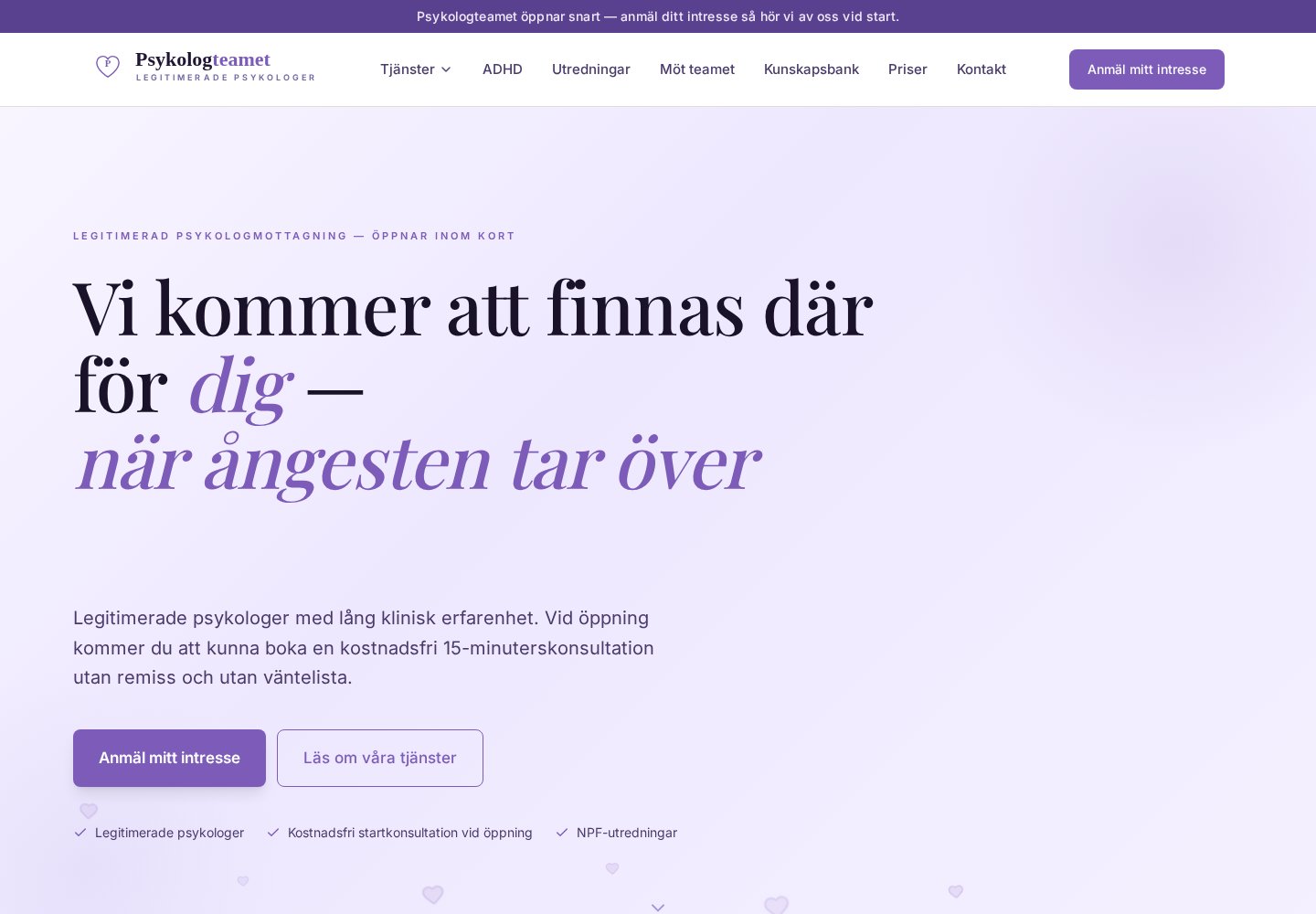Psykologteamet – hemsida